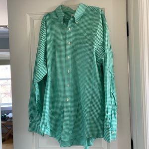 Brooks Brothers green and white button down